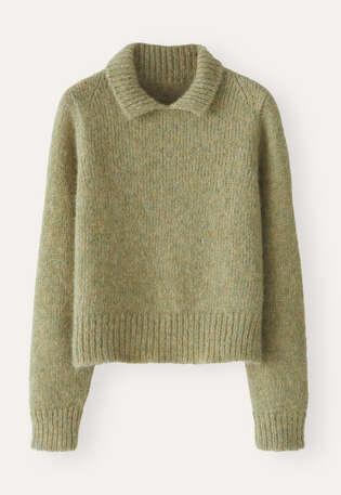 Pullover mit Kragen, Zartes Salbei, webstill