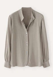 Bluse mit Trichterkragen, Taupegrau, webstill