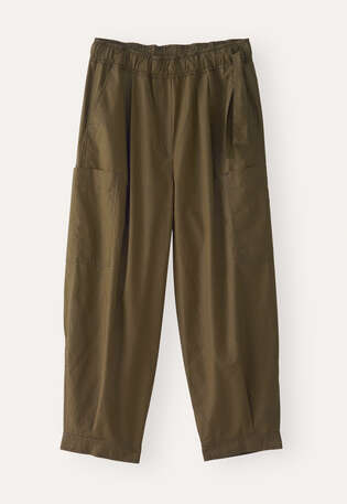 K&uuml;rzere Schlupfhose, Gr&uuml;nbraun, webstill