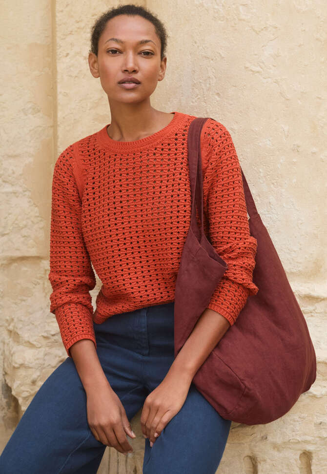 H&auml;kelpullover, Zinnoberrot, completeTheLook