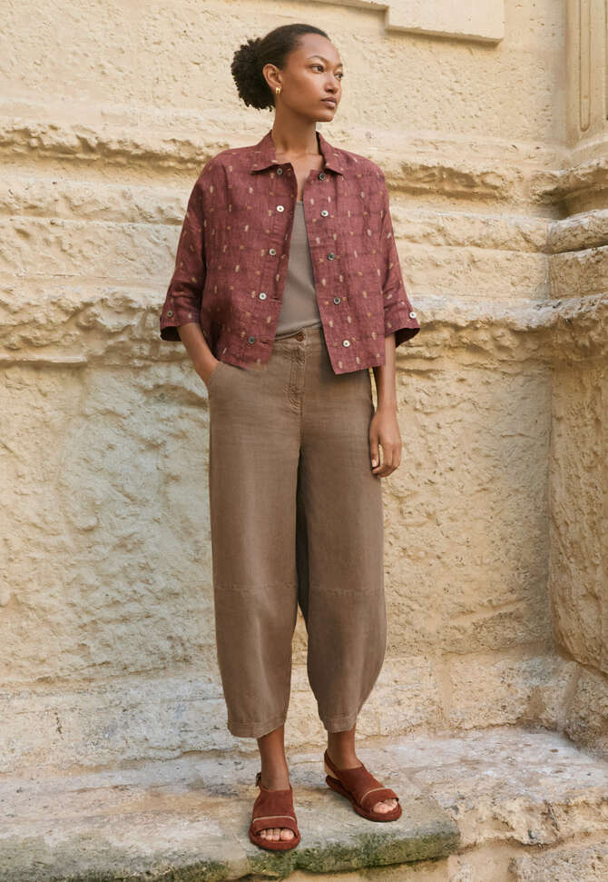 Bluse aus geklipptem Dobby, Dunkles Terrakotta, completeTheLook
