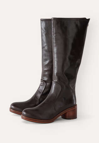Stiefel mit Absatz, Dunkelbraun, webstill