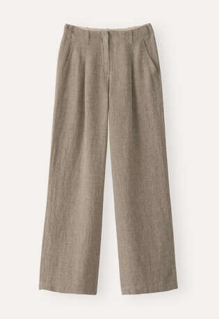Hose mit Faltenfront, Natur/Farn, webstill