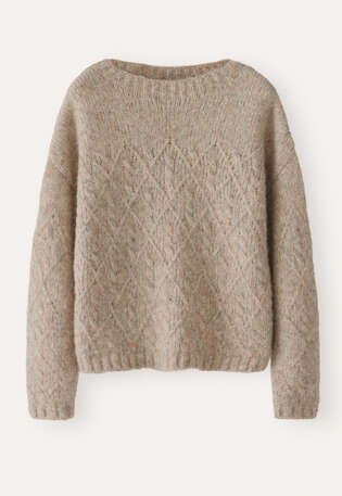 Zopfmuster-Pullover, Muschelgrau, webstill