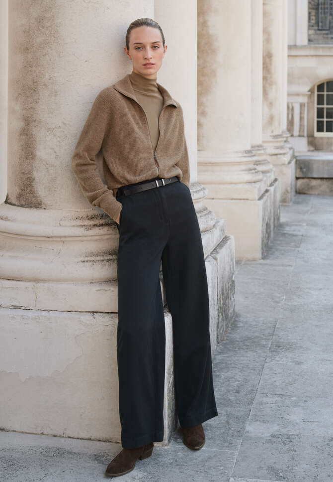 Cardigan mit Rei&szlig;verschluss, Latte, completeTheLook