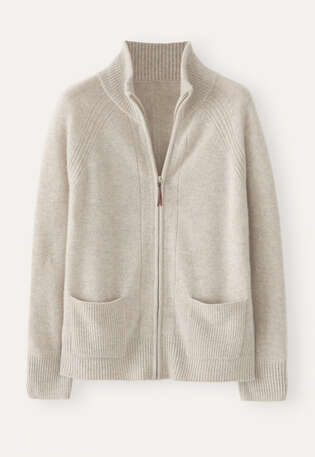 Jacke mit Frontrei&szlig;verschluss, Kiesel, webstill