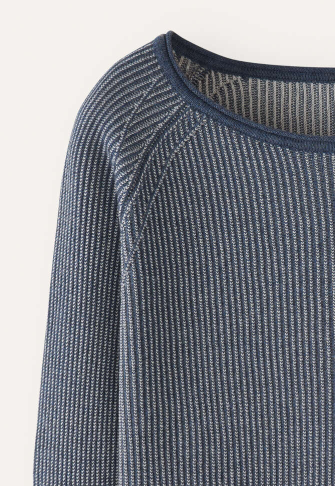 Zweifarbiger Rippstrick-Pullover, Gewaschenes Petrol, completeTheLook