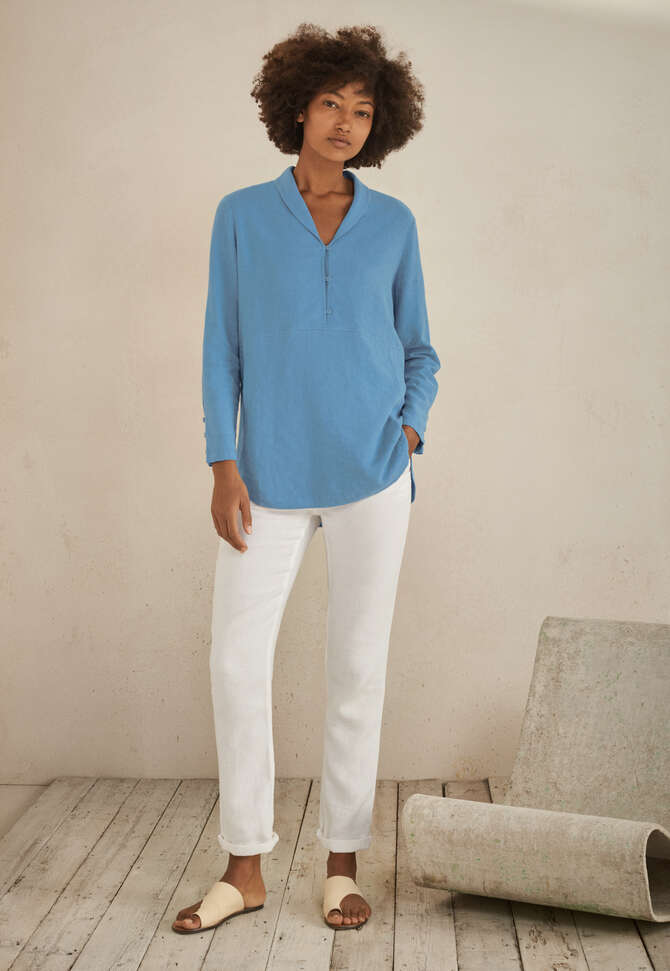 Bluse mit Schalkragen, Marine, completeTheLook