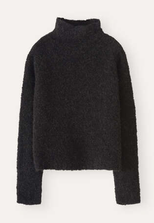 Pullover mit Trichterkragen, Schwarz meliert, webstill