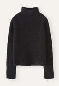Pullover mit Trichterkragen, Schwarz meliert, webstill