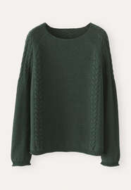 Pullover mit Zopfmuster, Waldgr&uuml;n, webstill
