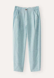 K&uuml;rzere, schmal zulaufende Hose, Blasses Ozeanblau, webstill