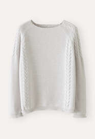 Pullover mit Zopfmuster, Perle, webstill