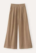 Weitbeinige Hose aus Feincord, Zartes Braun, webstill