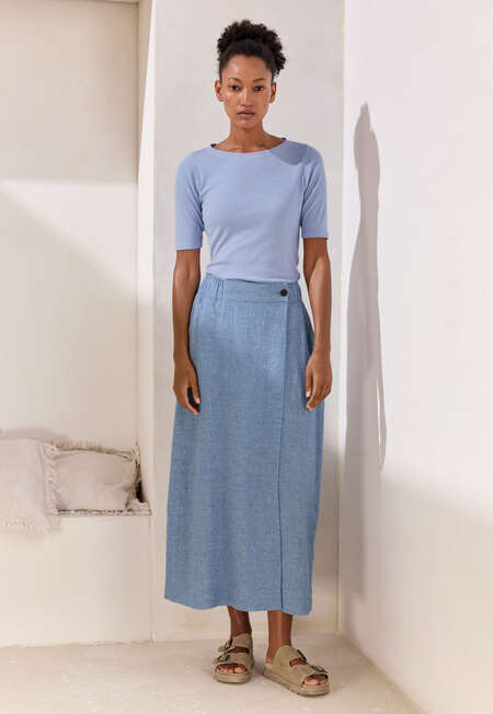 Geripptes Jersey-Oberteil, Zartes Kornblumenblau, completeTheLook