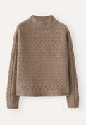 Pullover mit Zopfmuster, Caf&eacute; Latte, webstill