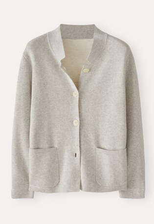 Doppelt gestrickte Jacke, Cremegrau, webstill