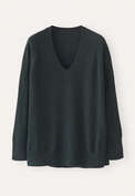 Pullover mit V-Ausschnitt, Petrol-Schiefer, webstill