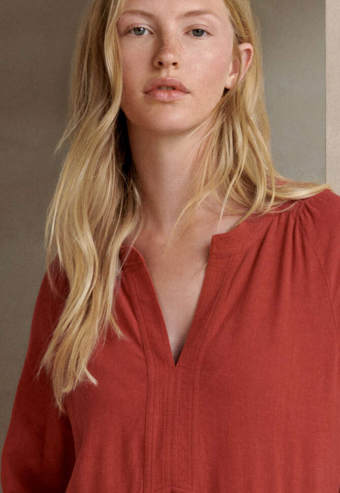 Kleid mit Eins&auml;tzen, Gebranntes Rot, completeTheLook