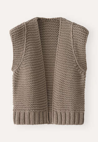 Handgestrickte Weste, Taupe, webstill