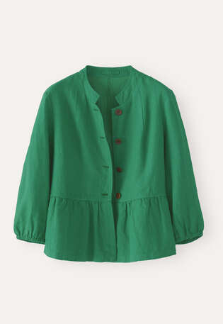 Jacke mit Peplum-Saum, Smaragd, webstill
