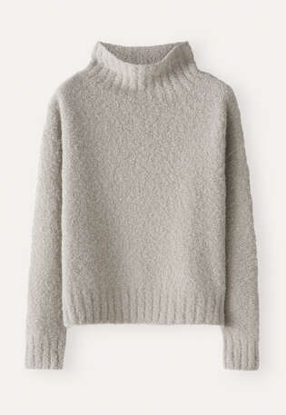 Pullover mit Trichterkragen, Rehbraun, webstill