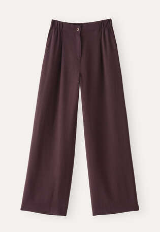 Elegante Hose mit weitem Bein, Weinrot, webstill