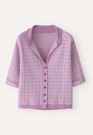 Bluse mit Karomuster, Orchideenrosa, webstill