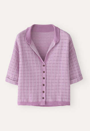 Bluse mit Karomuster, Orchideenrosa, webstill