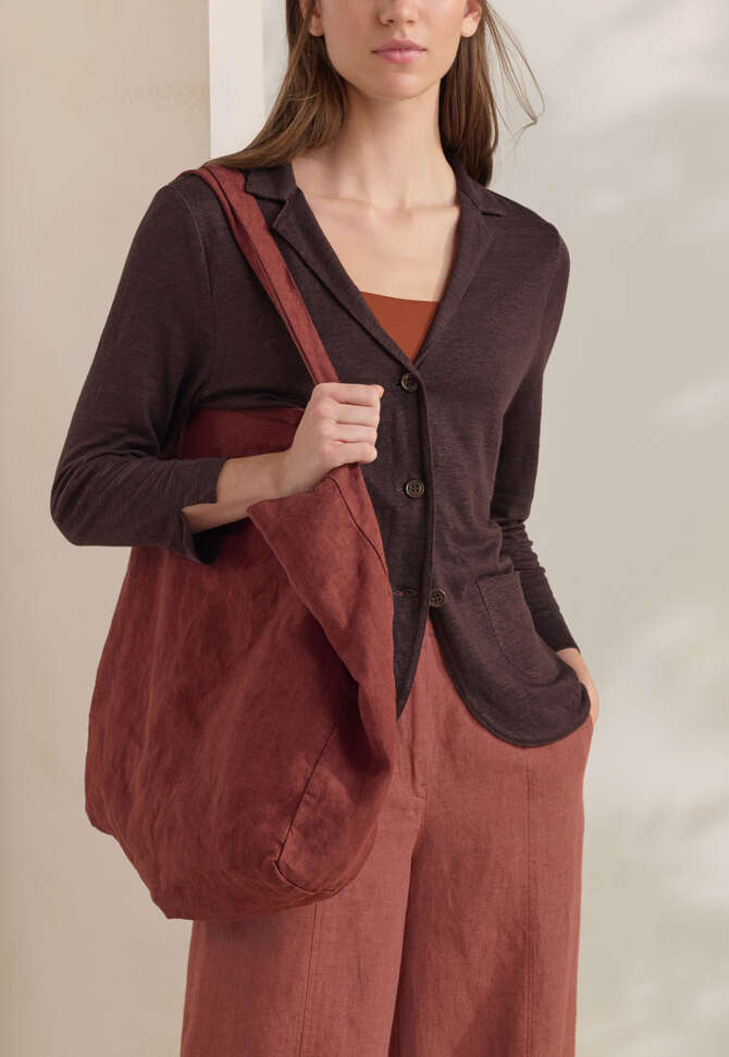 Totebag aus Leinen, Dunkelrot, completeTheLook