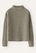 Pullover mit Zopfmuster, Getrockneter Salbei, webstill