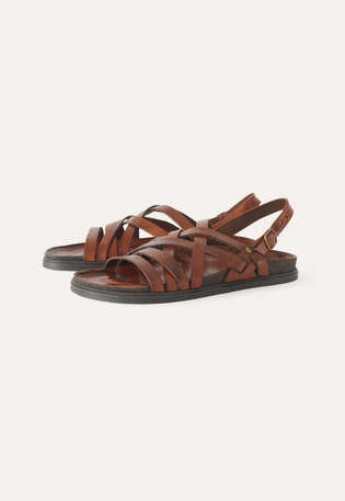 Mehrriemige Sandalen, Dunkelbraun, webstill