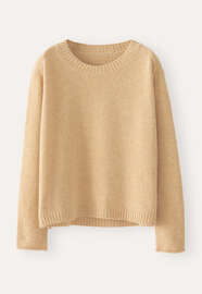 Pullover mit Rundhalsausschnitt, Zartes Senfgelb, webstill