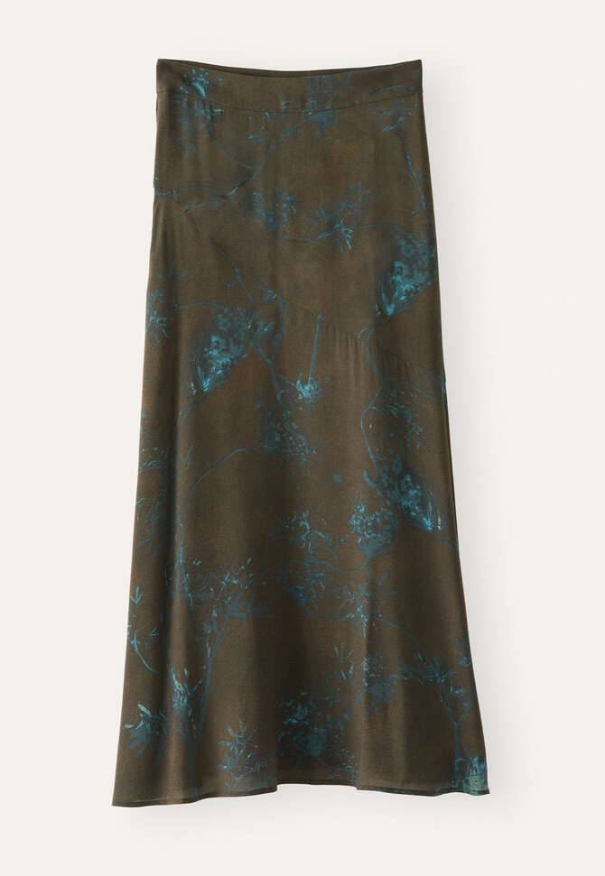 Langer Rock mit Print, Dunkelbraun, completeTheLook