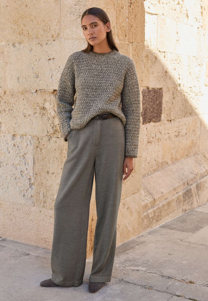 Gemusterter Strickpullover, Graubraun, completeTheLook