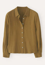 Bluse mit geschwungenen &Auml;rmeln, Bronzegr&uuml;n, webstill