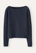 Pullover mit U-Boot-Ausschnitt, Dunkles Petrol, webstill