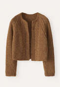 Cardigan mit Zopfmuster, Toffee, webstill