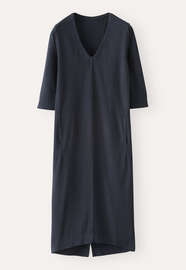 Kleid mit V-Ausschnitt, Mitternacht, webstill