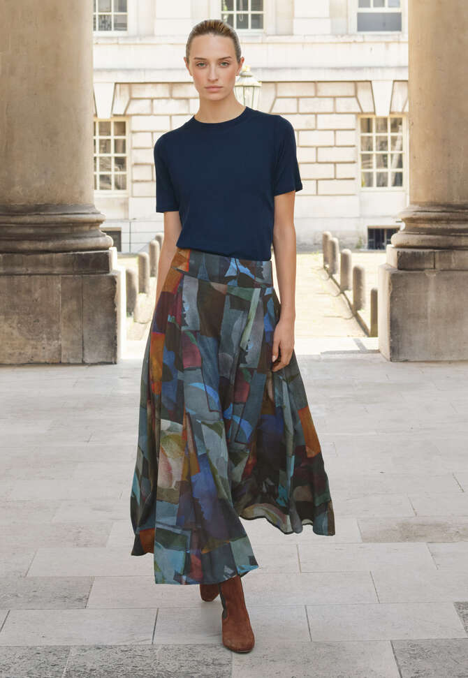 T-Shirt aus Seide und Baumwolle, Mitternacht, completeTheLook