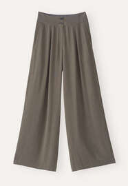 Hose mit weitem Bein, Khakibraun, webstill