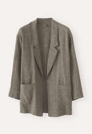Verschlusslose Jacke, Schwarz/Rehbraun, webstill