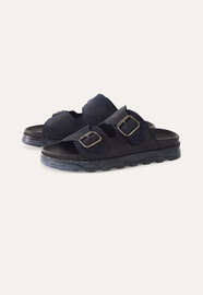 Sandalen mit klobiger Schnalle, Navy, webstill