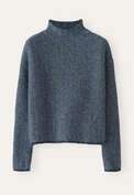 Pullover mit Trichterkragen, Petrol/Navyblau, webstill