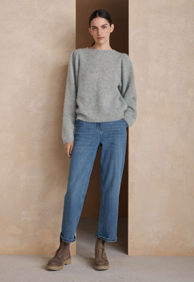 Pullover mit Puff&auml;rmeln, Frostiges Blau, completeTheLook