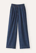 Indigo-gef&auml;rbte weite Hose, Dunkles Denimblau, webstill