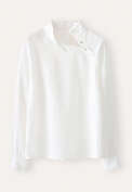 Bluse mit Trichterkragen, Wei&szlig;, webstill