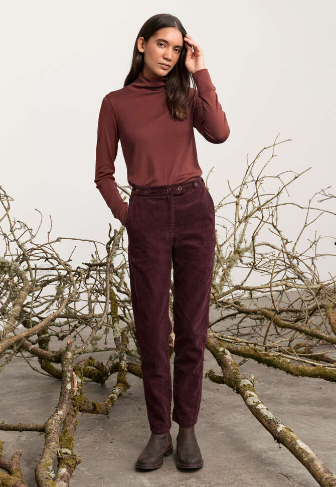 Jersey-Oberteil mit Stehkragen, Dunkles Kupfer, completeTheLook