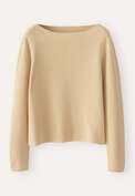 Pullover mit U-Boot-Ausschnitt, Blasses Maisgelb, webstill