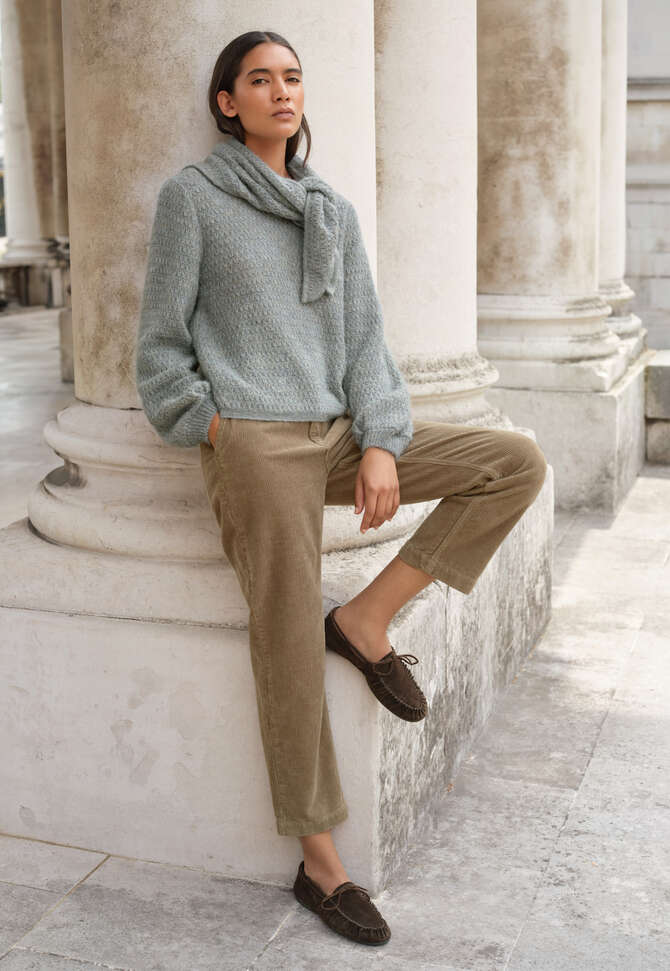 Schmale, k&uuml;rzere Hose, Taupebraun, completeTheLook